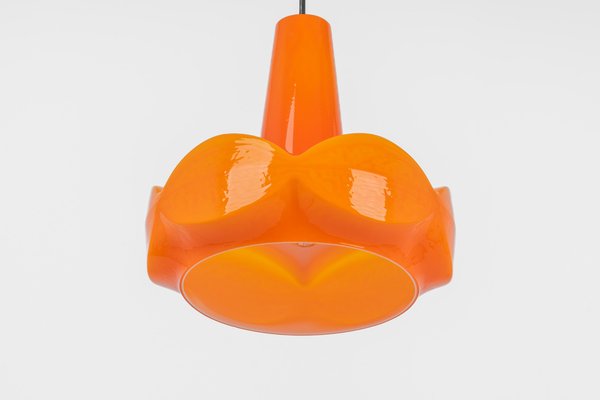 Orange Glass Pendant Light attributed to Peill Putzler, Germany, 1970s-UGR-1446851