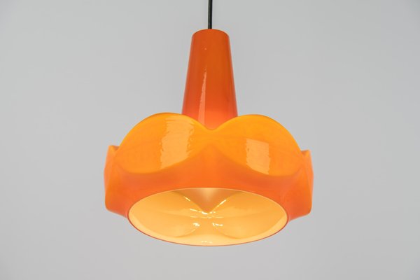 Orange Glass Pendant Light attributed to Peill Putzler, Germany, 1970s-UGR-1446851