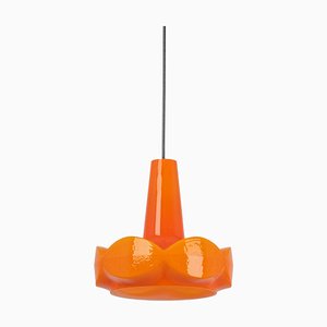 Orange Glass Pendant Light attributed to Peill Putzler, Germany, 1970s-UGR-1446851