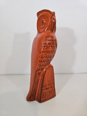 Orange Glazed Ceramic Owl attributed to Aldo Londi for Bitossi-DOA-2041351