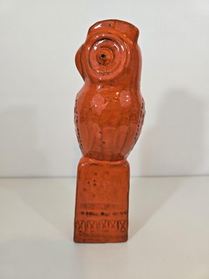 Orange Glazed Ceramic Owl attributed to Aldo Londi for Bitossi-DOA-2041351