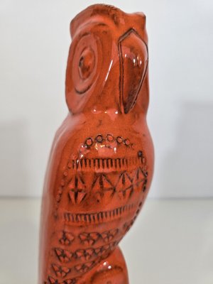 Orange Glazed Ceramic Owl attributed to Aldo Londi for Bitossi-DOA-2041351