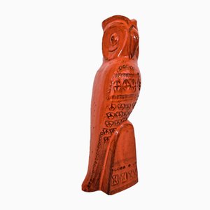 Orange Glazed Ceramic Owl attributed to Aldo Londi for Bitossi-DOA-2041351