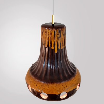 Orange Glazed Ceramic Pendant Lights, Germany, 1970s, Set of 4-VDW-1784693