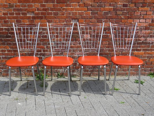 Orange Happy Diner Chairs, Germany, 1960s, Set of 4-UKG-1382262