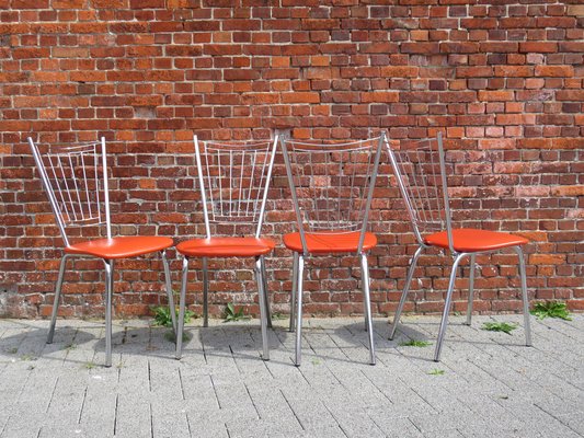 Orange Happy Diner Chairs, Germany, 1960s, Set of 4-UKG-1382262