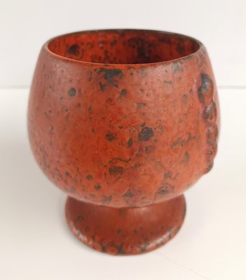 Orange Lacquered Ceramic Goblet Vase attributed to a J Höganäs for Hoganas Keramik, Sweden, 1940s-JPQ-2021368