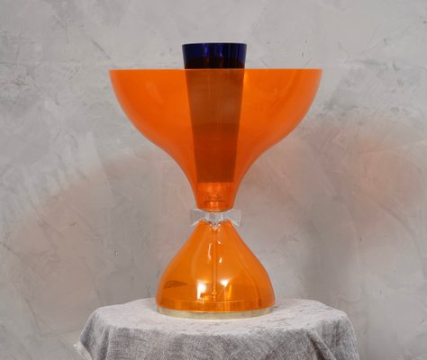 Orange Murano Glass and Brass Table Lamp, 1980s-UH-1299772