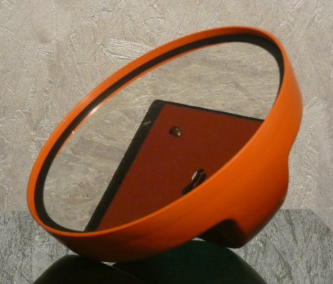 Orange Plastic Make-Up Mirror, Italy, 1970s-ERB-1749913