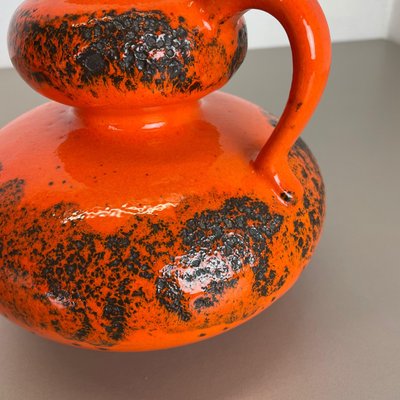 Orange Pottery Fat Lava Vases from Spara Ceramic, Germany, 1970s, Set of 2-QZ-1141259