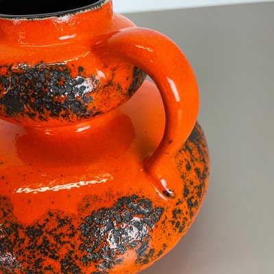 Orange Pottery Fat Lava Vases from Spara Ceramic, Germany, 1970s, Set of 2-QZ-1141259