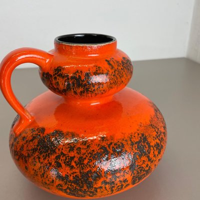 Orange Pottery Fat Lava Vases from Spara Ceramic, Germany, 1970s, Set of 2-QZ-1141259