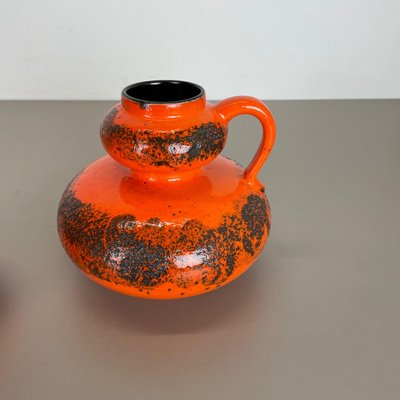 Orange Pottery Fat Lava Vases from Spara Ceramic, Germany, 1970s, Set of 2-QZ-1141259