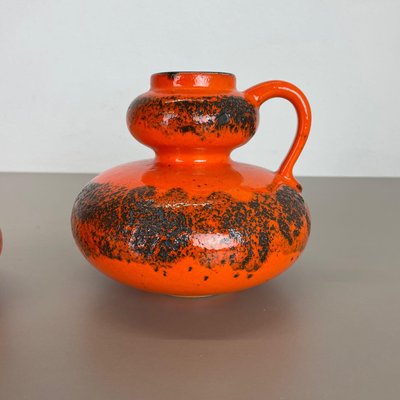 Orange Pottery Fat Lava Vases from Spara Ceramic, Germany, 1970s, Set of 2-QZ-1141259