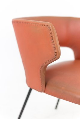 Orange Skai and Black Lacquered Metal Armchair, 1950s-CEJ-579255