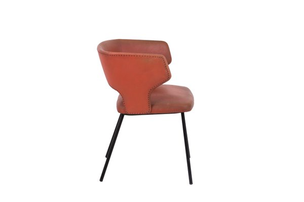 Orange Skai and Black Lacquered Metal Armchair, 1950s-CEJ-579255