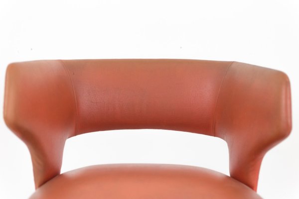 Orange Skai and Black Lacquered Metal Armchair, 1950s-CEJ-579255