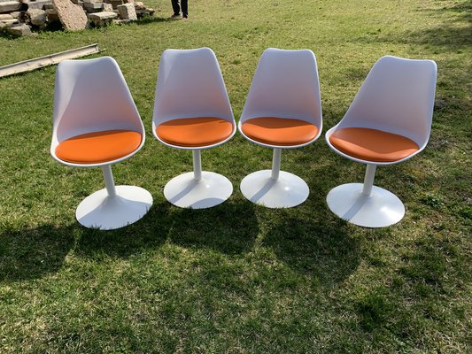 Orange Tulip Swivel Chairs attributed to Eero Saarinen & Knoll, 1956, Set of 4-OXJ-1723140