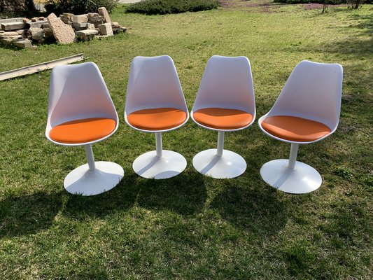 Orange Tulip Swivel Chairs attributed to Eero Saarinen & Knoll, 1956, Set of 4-OXJ-1723140