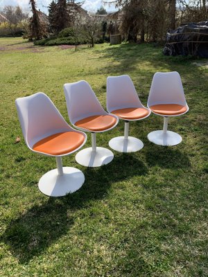 Orange Tulip Swivel Chairs attributed to Eero Saarinen & Knoll, 1956, Set of 4-OXJ-1723140