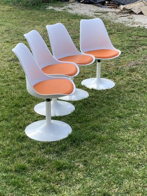 Orange Tulip Swivel Chairs attributed to Eero Saarinen & Knoll, 1956, Set of 4-OXJ-1723140