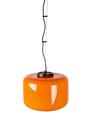 Orange & White Murano Glass Pendant Lamp attributed to Vistosi, 1960s-RD-1792834