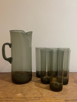 Orangeade Set in Smoked Glass, 1970s, Set of 7-AVC-1137430