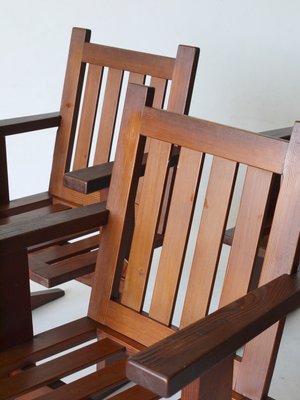 Oregon Pine Armchairs, 1930s, Set of 4-MB-1358171