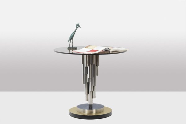 Organ Pedestal Table in Chromed Metal, 1970s-CEJ-1793306