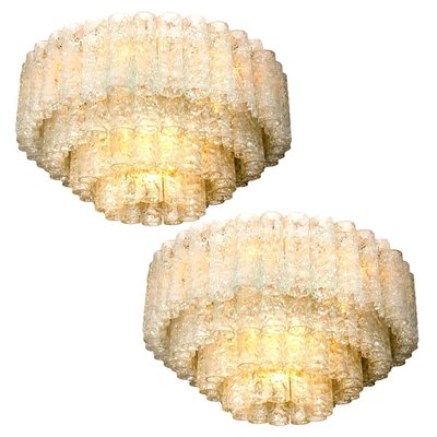 Organic Ballroom Flush Mounts with Glass Tubes from Doria, 1960s, Set of 2-VDW-946345