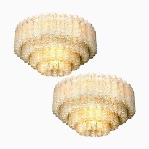 Organic Ballroom Flush Mounts with Glass Tubes from Doria, 1960s, Set of 2-VDW-946345