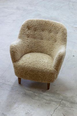 Organic Sheep Skin Lounge Chair, 1950s-KO-2024163