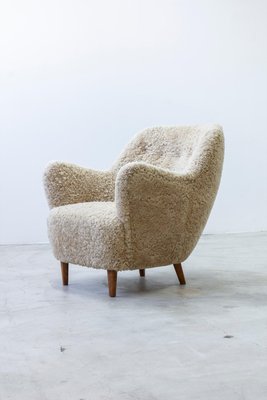 Organic Sheep Skin Lounge Chair, 1950s-KO-2024163