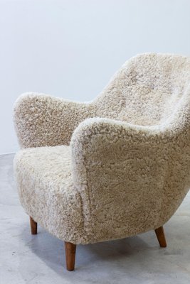 Organic Sheep Skin Lounge Chair, 1950s-KO-2024163