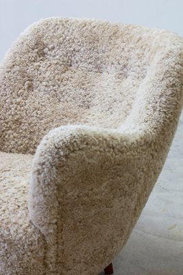 Organic Sheep Skin Lounge Chair, 1950s-KO-2024163