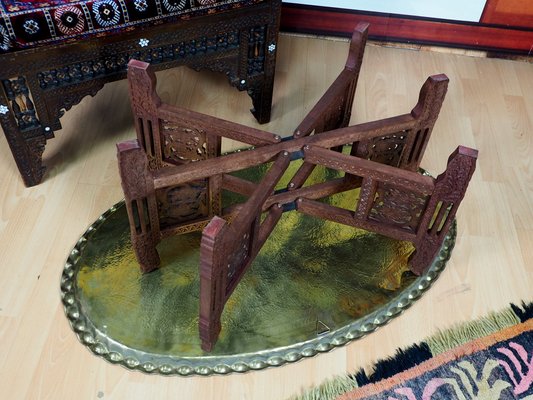 Orient Arabic Engraved Table Tray in Brass, 1950s-UZN-1394054