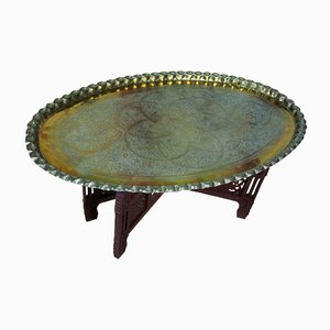 Orient Arabic Engraved Table Tray in Brass, 1950s-UZN-1394054