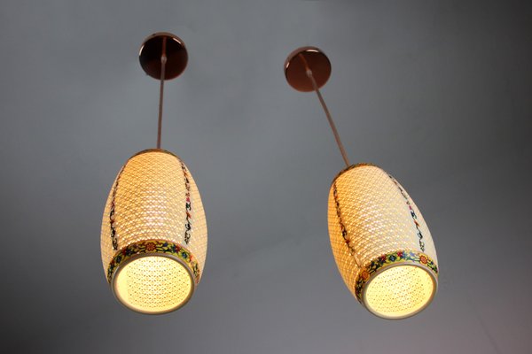 Oriental Ceramic Pendant Lamps, 1980s, Set of 2-HGJ-713231