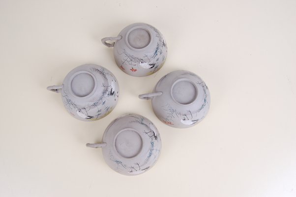 Oriental Tea Service in Hand-Painted Porcelain, Set of 9-XSG-1183214