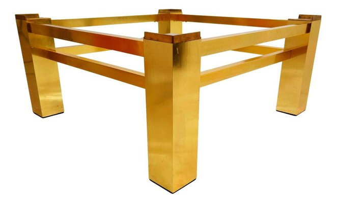 Original Golden Aluminum Living Room Coffee Table, 1970s-FIP-1141864