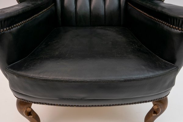 Original Leather Chesterfield Armchair in Georgian Style, 1950s-FER-1093960