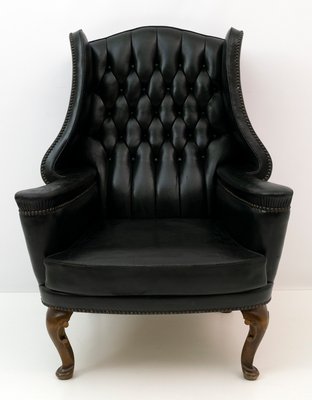 Original Leather Chesterfield Armchair in Georgian Style, 1950s-FER-1093960