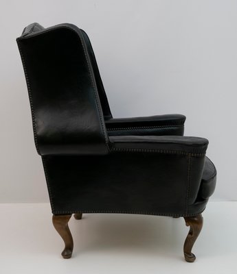 Original Leather Chesterfield Armchair in Georgian Style, 1950s-FER-1093960