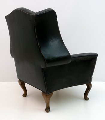 Original Leather Chesterfield Armchair in Georgian Style, 1950s-FER-1093960