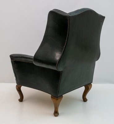 Original Leather Chesterfield Armchair in Georgian Style, 1950s-FER-1093960