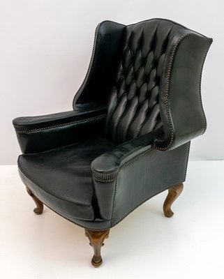 Original Leather Chesterfield Armchair in Georgian Style, 1950s-FER-1093960