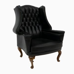 Original Leather Chesterfield Armchair in Georgian Style, 1950s-FER-1093960