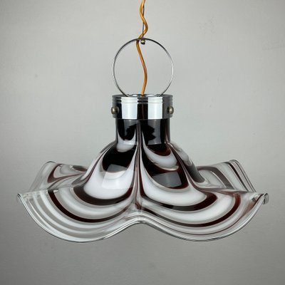 Original Murano Glass Brown Pendant Lamp Flower by AV Mazzega, Italy, 1970s-WQC-1383855