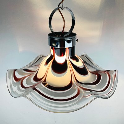 Original Murano Glass Brown Pendant Lamp Flower by AV Mazzega, Italy, 1970s-WQC-1383855