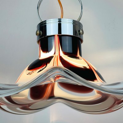 Original Murano Glass Brown Pendant Lamp Flower by AV Mazzega, Italy, 1970s-WQC-1383855